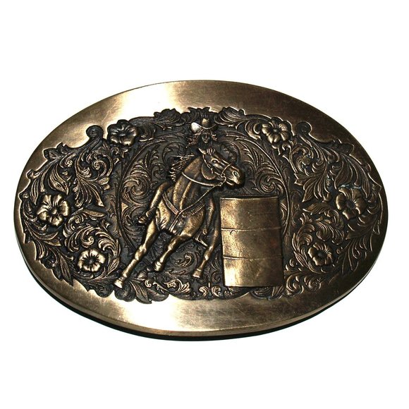 VINTAGE AWARD DESIGN MEDALS SOLID BRASS BELT BUCKLE - Picture 1 of 2